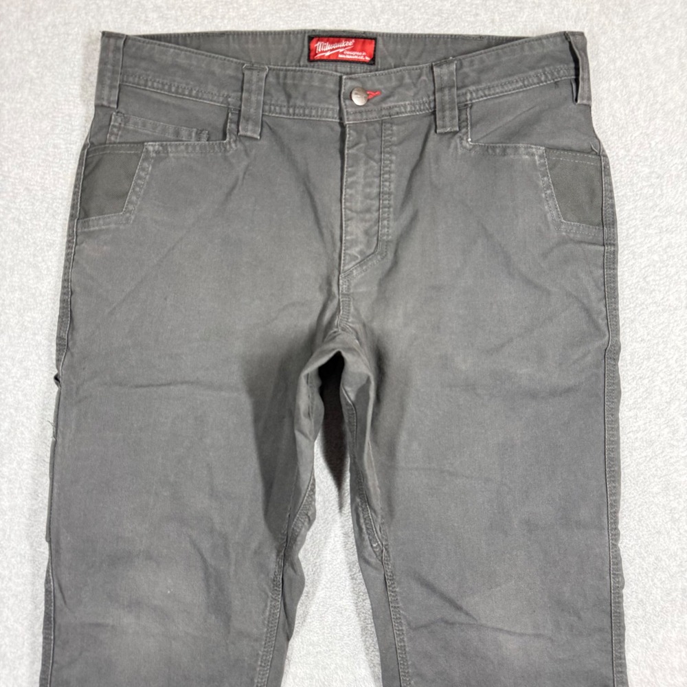 Milwaukee M650 Work Pants Mens 34x30 Gray Utility Carpenter Canvas Trousers - Picture 3 of 15